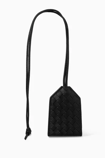 Key Holder Necklace in Intrecciato Leather