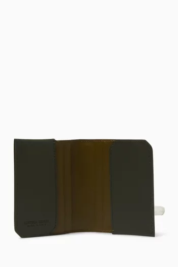 Flap Card Case in Intrecciato Leather