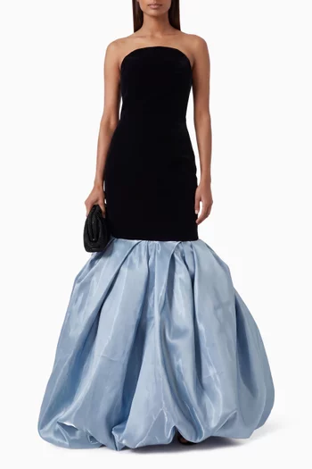 Rita Drop-waist Dress in Velvet & Metallic Taffeta