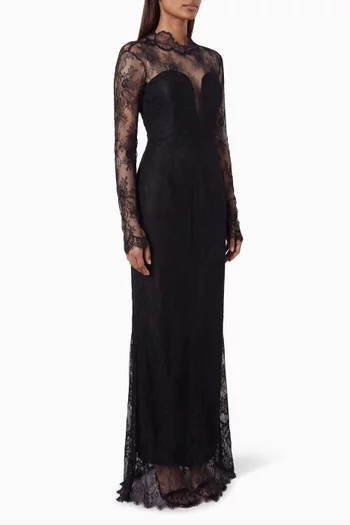 Amara Lace-panel Dress in Matte Duchess