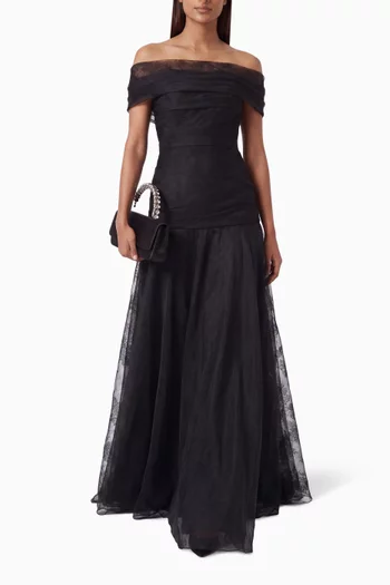 Rosetta Off-shoulder Dress in Floral Organza Jacquard