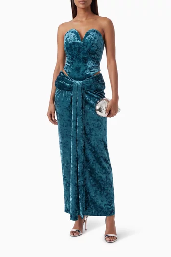 Vivienne Strapless Ruched Dress in Velvet-jersey