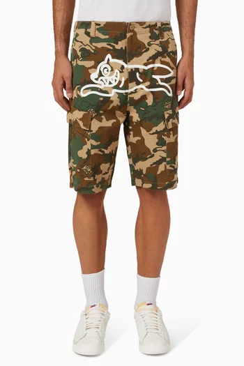 Running Dog Woodland Camo Cargo Shorts in Cotton