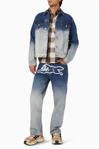 Fade Out Running Dog Double Scoop Pants in Denim