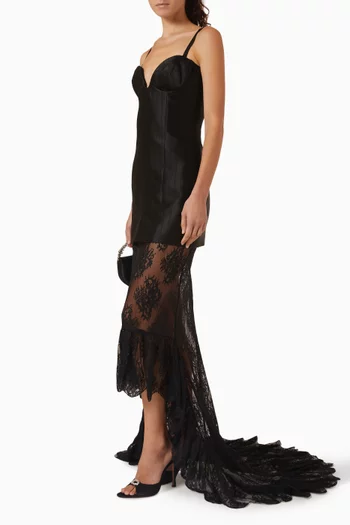 Lace-panel Corset Dress in Satin