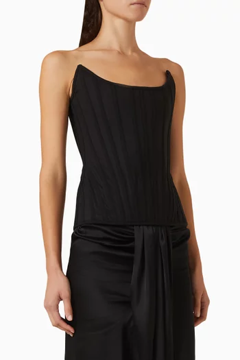 Sculpted Strapless Corset Top in Satin
