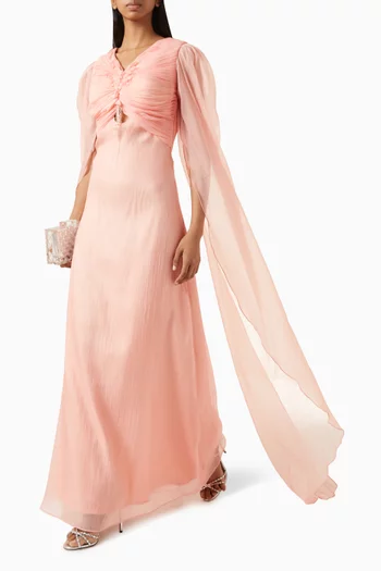 Gathered Cape Gown