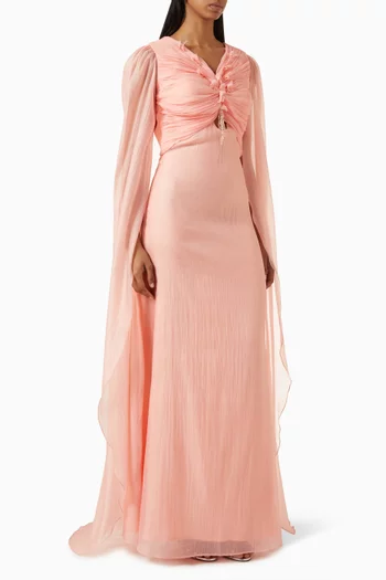 Gathered Cape Gown