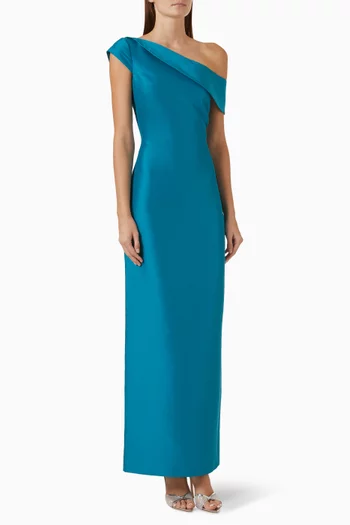 One-shoulder Draped Gown