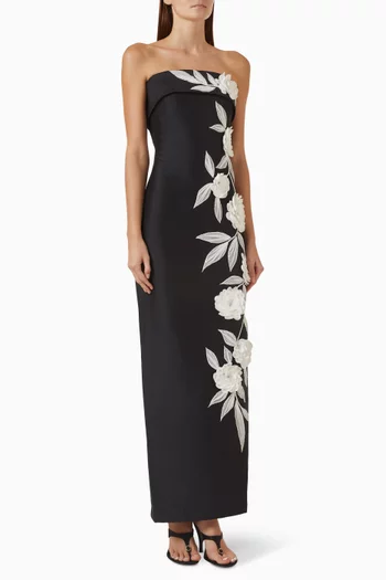 Strapless Floral Embroidered Gown