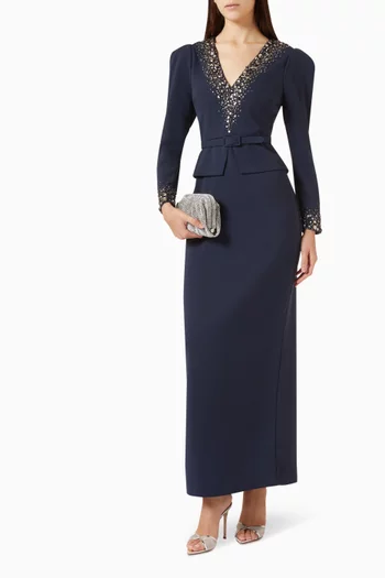 Beaded V-neck Gown