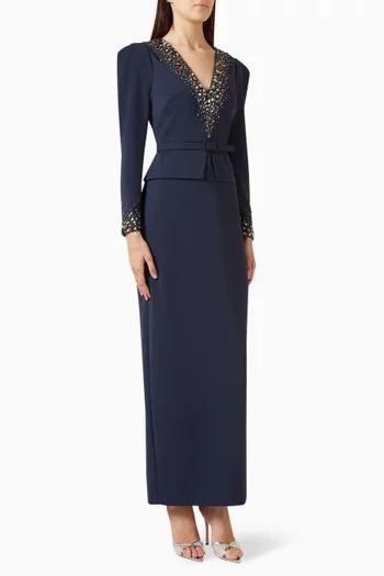 Beaded V-neck Gown