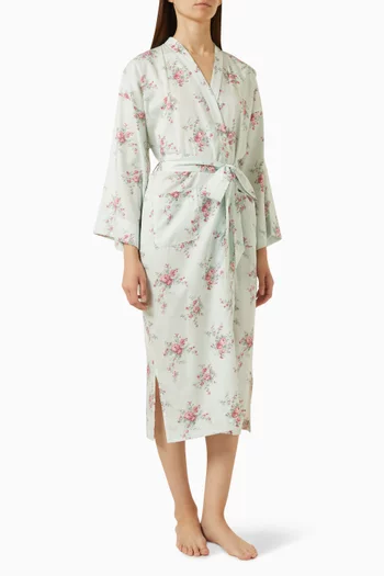 Floral-print Kimono Robe