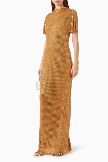 High-neck Diamanté Gown