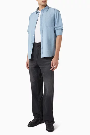 Roi Wide-leg Washed Jeans in Denim