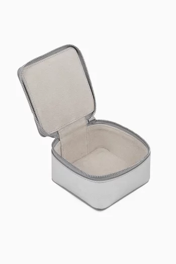 Medium Square Trinket Case in Metallic Leather