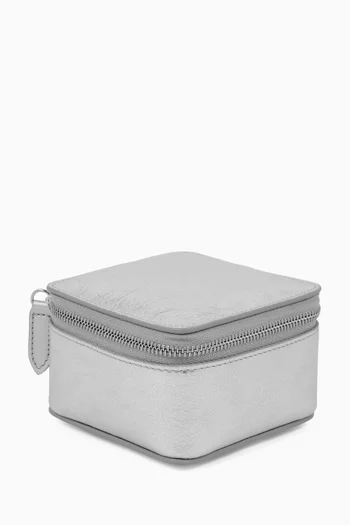 Medium Square Trinket Case in Metallic Leather