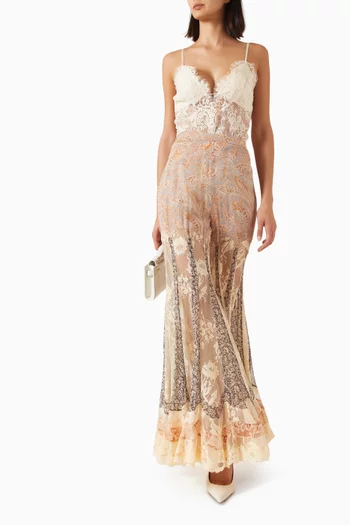 Valiant Panelled Flare Silk Pants
