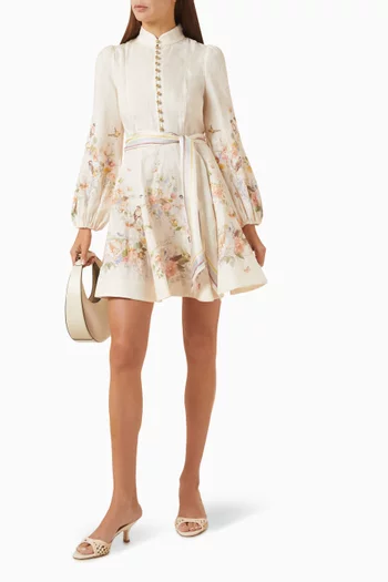 Valiant Button Mini Dress in Linen