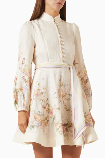 Valiant Button Mini Dress in Linen