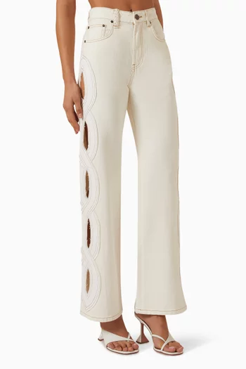 Braid Cut-out Jeans in Denim