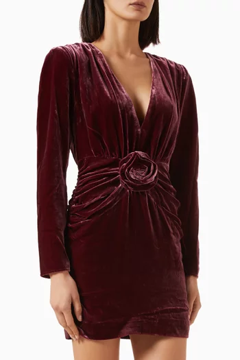 Gathered Mini Dress in Silk Velvet