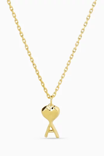 Hammered Ami de Coeur Pendant Necklace in Gold-finish Brass