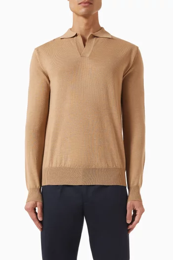 Buttonless Polo Sweater in Cashwool®