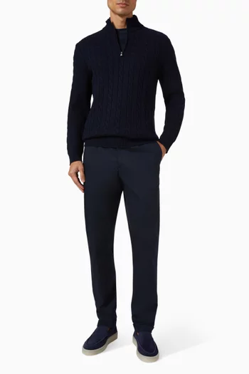 Zipper Cable Sweater in Cashmere-blend