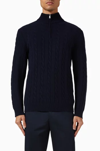 Zipper Cable Sweater in Cashmere-blend
