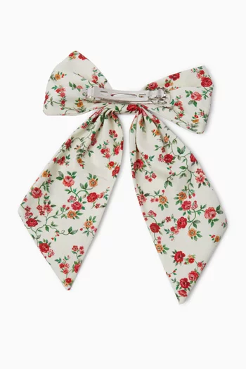 Large Floral Bow Hair Clip