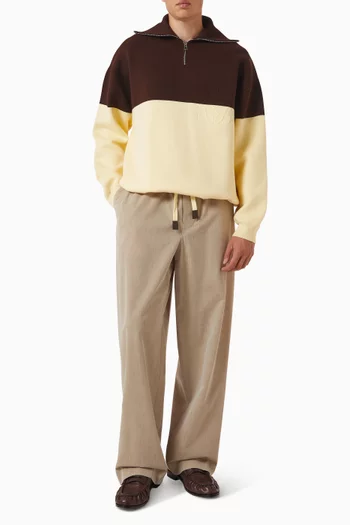Colour-blocked Sweater in Double Face Cotton