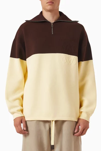 Colour-blocked Sweater in Double Face Cotton