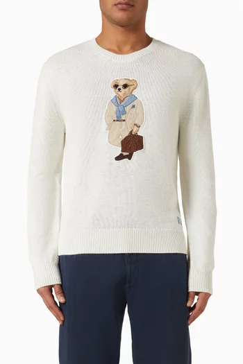 Polo Bear Intarsia-knit Sweater in Silk & Linen