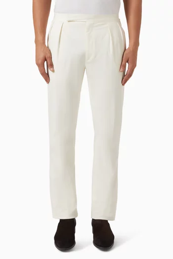 Gregory Double-pleated Tailored Pants in Cotton