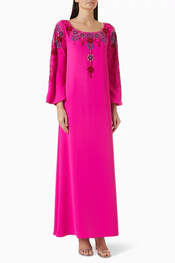 Floral-embellished Dress in Crepe