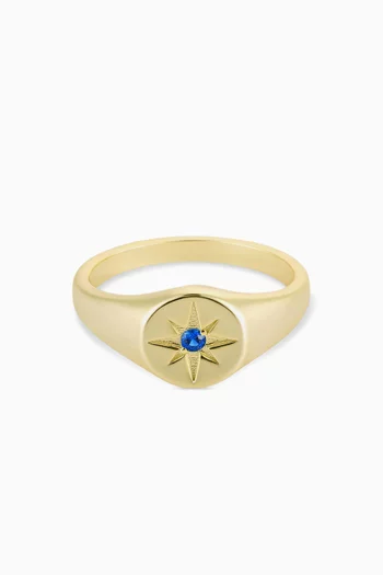 خاتم كلاسيكي نافيجيتور فضة إسترلينية مطلية بذهب عيار 14