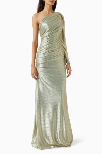 Ruched One-shoulder Maxi Dress