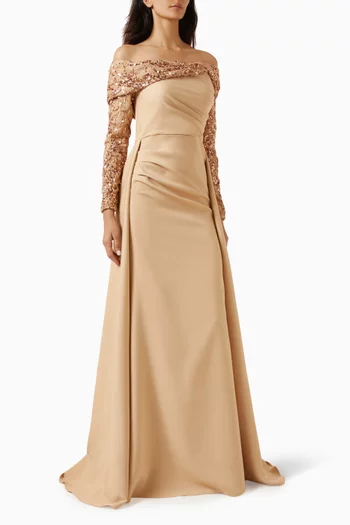 Embellished Off-shoulder Gown