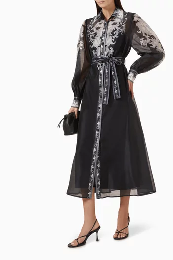 Floral-print Belted Dress