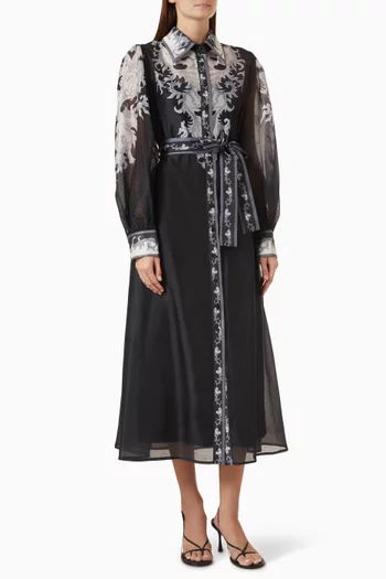 Floral-print Belted Dress
