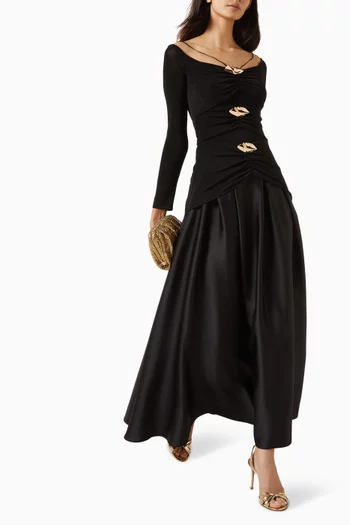 Gathered Off-shoulder Dress