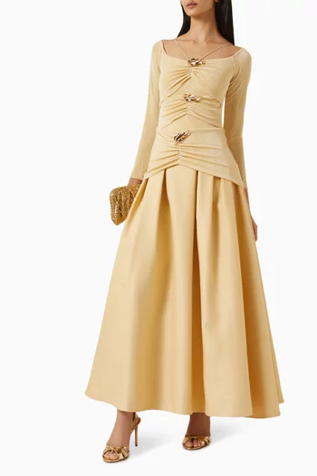Gathered Off-shoulder Dress