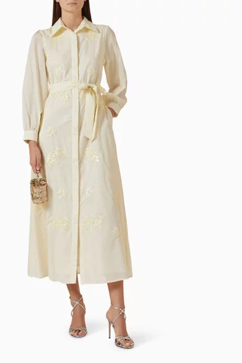 Embellished Belted Shirtdress