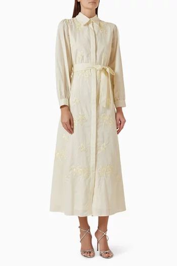 Embellished Belted Shirtdress