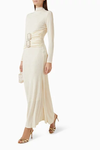 Embellished Gathered Dress