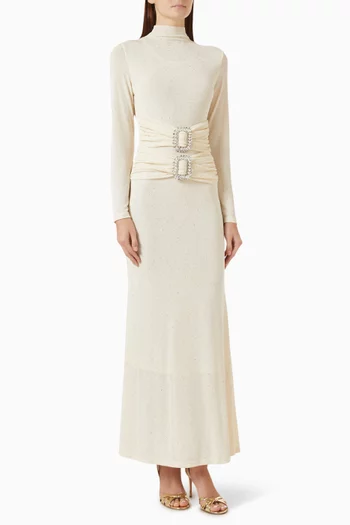 Embellished Gathered Dress