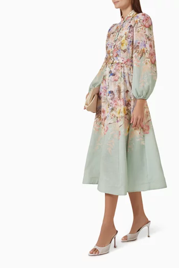 Floral-print Belted Dress