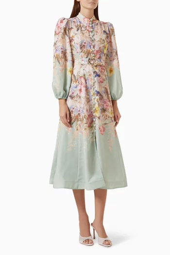 Floral-print Belted Dress
