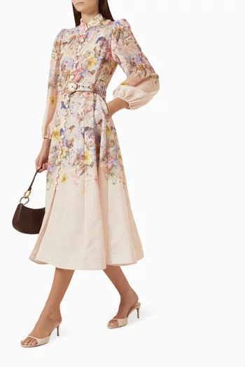 Floral-print Belted Dress